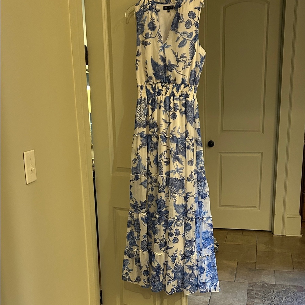 1. State Blue and White Floral Maxi Dress